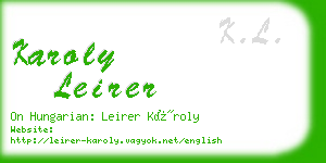 karoly leirer business card